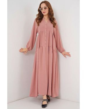 Bigdart Printed V-Neck Maxi Dress - Pink