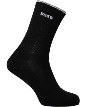 BOSS Enkelsokken Met Logo Voor (Set Van 3) - Zwart