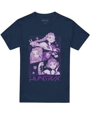 K-Pop Demon Hunters Adult Huntr/X Manga Panel T-Shirt - Blue