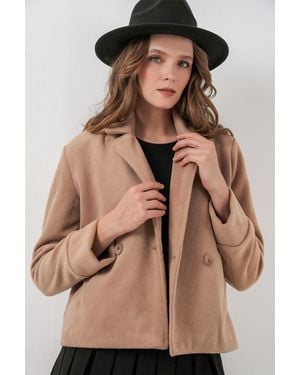 Bigdart Textured Double Breasted Jacket - Brown