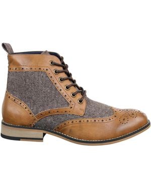 House Of Cavani Classic Tweed Oxford Ankle Boots - Brown