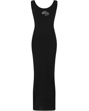 Philipp Plein Kleedjes ,Zwart ,Katoen Maxi Tank Dress Signature