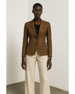 Conquista Geruite Getailleerde Blazer Van 100% Katoen - Naturel