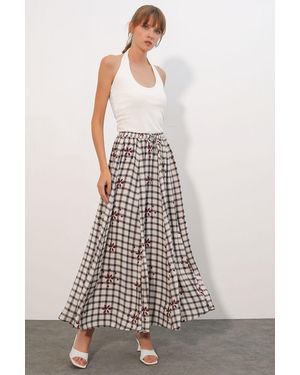 Bigdart Hoog-Waisted Geruite Maxi Rok - Meerkleurig
