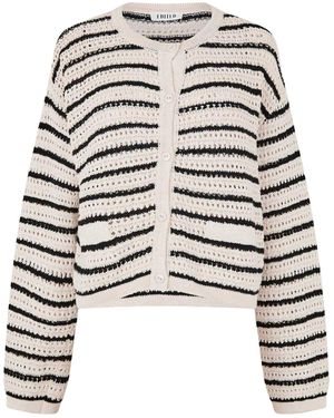 EDITED Ida Stripe Gehaakt Vest - Wit