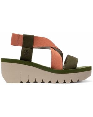 Fly London Yabi922 Rose Cupido Leather Sandals Espadrille Platform Wedges - Black