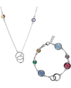 Orphelia 'Eloise' 925 Sterling Set: Bracelet + Necklace - Metallic