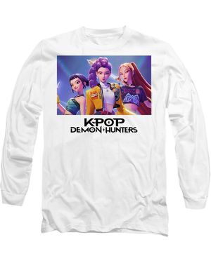 K-Pop Demon Hunters Adult Heroic Huntrix Huntr/X Long-Sleeved T-Shirt - White