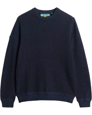 Superdry Katoen Textuur Trui Gehaakte Trui - Blauw