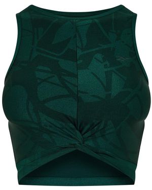 Reebok Slanke Yogatanktop Met Bladerenprint Voor (Bosgroen)