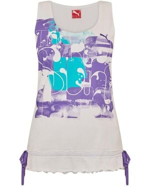 PUMA Graphic Print Fitted Vest Top - Blauw