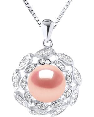 Diadema Sun Necklace Freshwater Pearl 9-10 Mm 925 - Pink