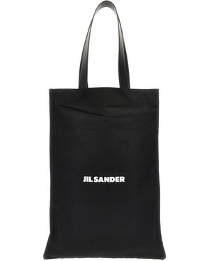 Jil Sander Extra Grote Canvas Draagtas - Zwart