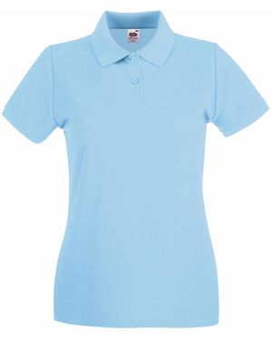 Fruit Of The Loom Ladies Lady-Fit Premium Short Sleeve Polo Shirt (Sky) Cotton - Blue
