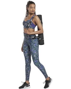 Reebok Sportbeha Voor Met 'Lux Camouflage'-Motief, Medium Ondersteuning (Bosgroen) - Blauw