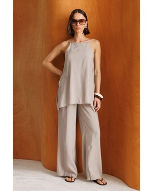 MixRay Wide-Leg Halter Jumpsuit - Brown