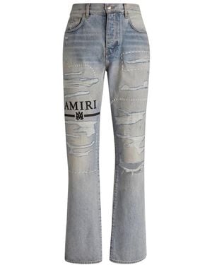 Amiri Ma Bar Logo Straight Fit Stone Denim Jeans Cotton - Grey