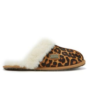 Australia Luxe Closed Mule Leopard Slippers - Brown