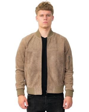 Infinity Leather Goat Suede Ma-1 Bomber Jacket-Auckland - Natural