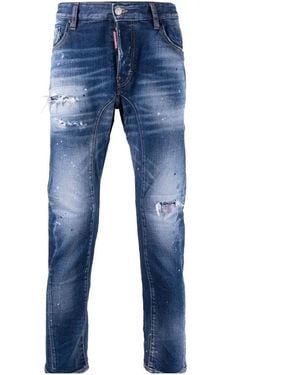 DSquared² Tidy Biker Jean Ripped Style Denim Trousers Cotton - Blue