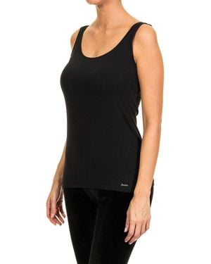 Janira Wide Strap Round Neckline Lightweight Fabric T-Shirt 1045201 - Black