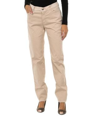 Armani Regular Fit Stretch Fabric Long Trousers 6Y5J18-5N0Rz - Natural
