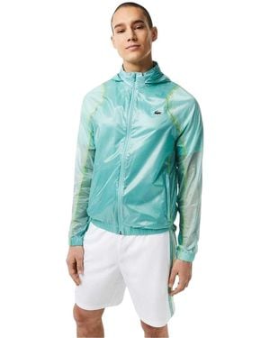 Lacoste Jas Met Capuchon En Krokodillenprint (Munt) - Blauw