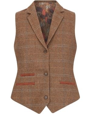 TruClothing Oak Tailored Fit Tweed Waistcoat - Brown