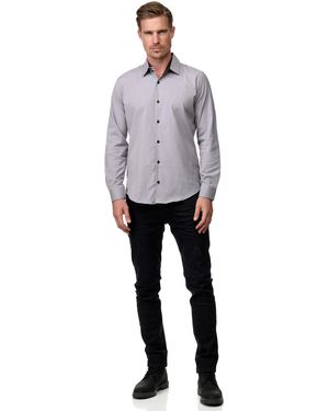 Rusty Neal Zakelijk Overhemd Slim Fit Premium Katoen-stretch - Grijs