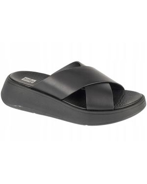 Fitflop F-Mode Leren Flatform Sliders - Zwart