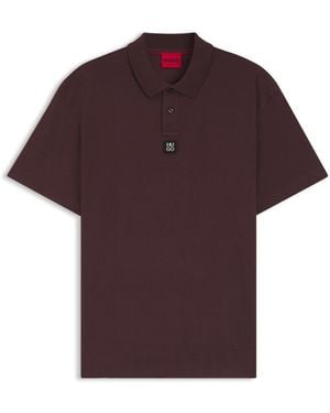 HUGO Deabono-Poloshirt Met Logo Voor (Donkerbruin) - Paars