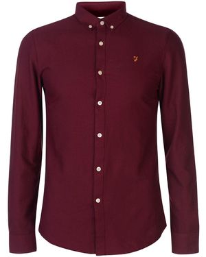 Farah Vintage Oxford-Overhemd Met Lange Mouwen En Knoopsluiting Voor (Bourgondië) - Paars
