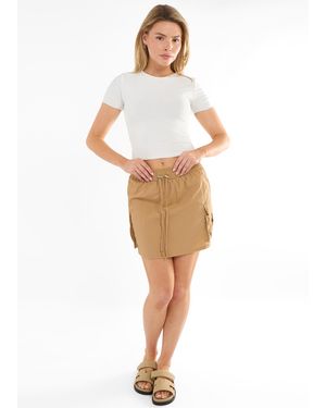 Gini London Drawstring Parachute Mini Cargo Skirt - White