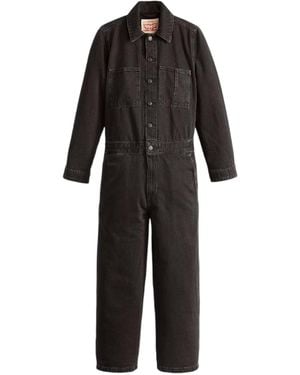 Levi's Levi's Iconische Denim Col Droge Wijde Pantalon Lange Mouwen Jumpsuit - Zwart