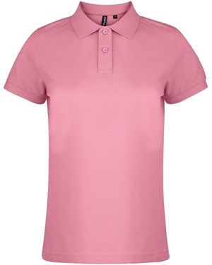 Asquith & Fox Ladies Plain Short Sleeve Polo Shirt Carnation) - Pink