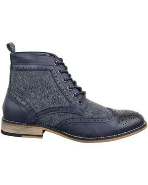 House Of Cavani Classic Tweed Oxford Ankle Boots - Blue