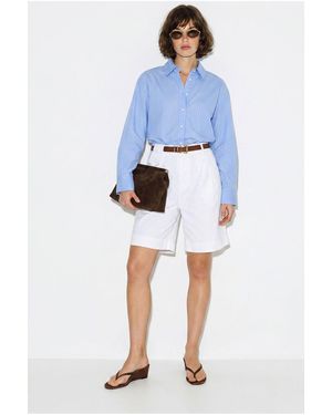 Bianco Lucci High-Waist Belted Tailored Shorts - Blue