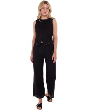 Gini London Contrast Embroidery Stitch Detail Trouser - Black