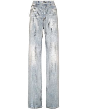 Philipp Plein Jeans Met Wijde Pijpen - Grijs