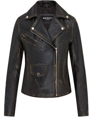 Infinity Leather Vintage Classic Brando Biker Jacket - Multicolour