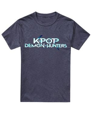 K-Pop Demon Hunters Adult Logo T-Shirt (Heather) - Blue