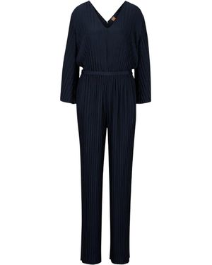 BOSS Geplooide Regular Blouson Mouw Jumpsuit - Blauw