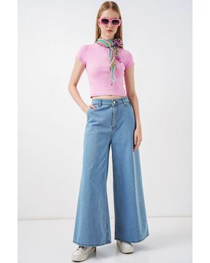 Bigdart High Waist Wide Leg Denim Jeans - Blue