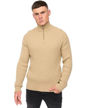 Crosshatch Havaline Gebreide Quarter Zip Pullover - Naturel