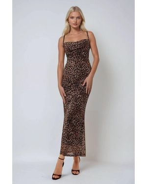 Hiccup Printed Bodycon Maxi Dress - Brown