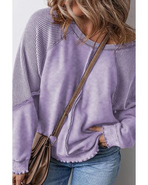 Azura Exchange Plus Size Relaxed Fit Ronde Hals Sweatshirt - Paars