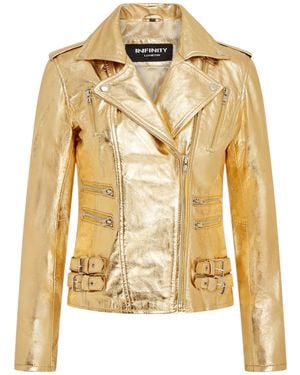 Infinity Leather Brando Biker Jacket-Loddon Lamb Leather - Metallic