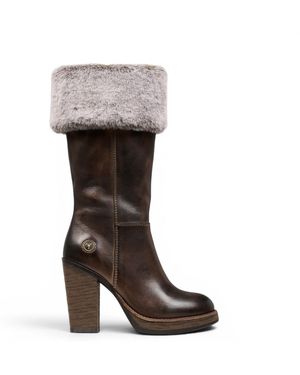 Windsor Smith Windsorsmith Mid Calf Leather High Heel Fur Boots - Brown