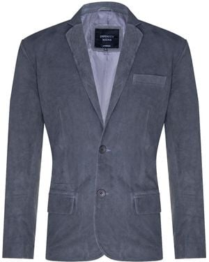 Infinity Leather Blazer Suede Jacket Soft Italian Coat - Blue