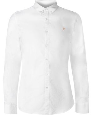 Farah Vintage Oxford-Overhemd Met Lange Mouwen En Knoopsluiting Voor - Wit